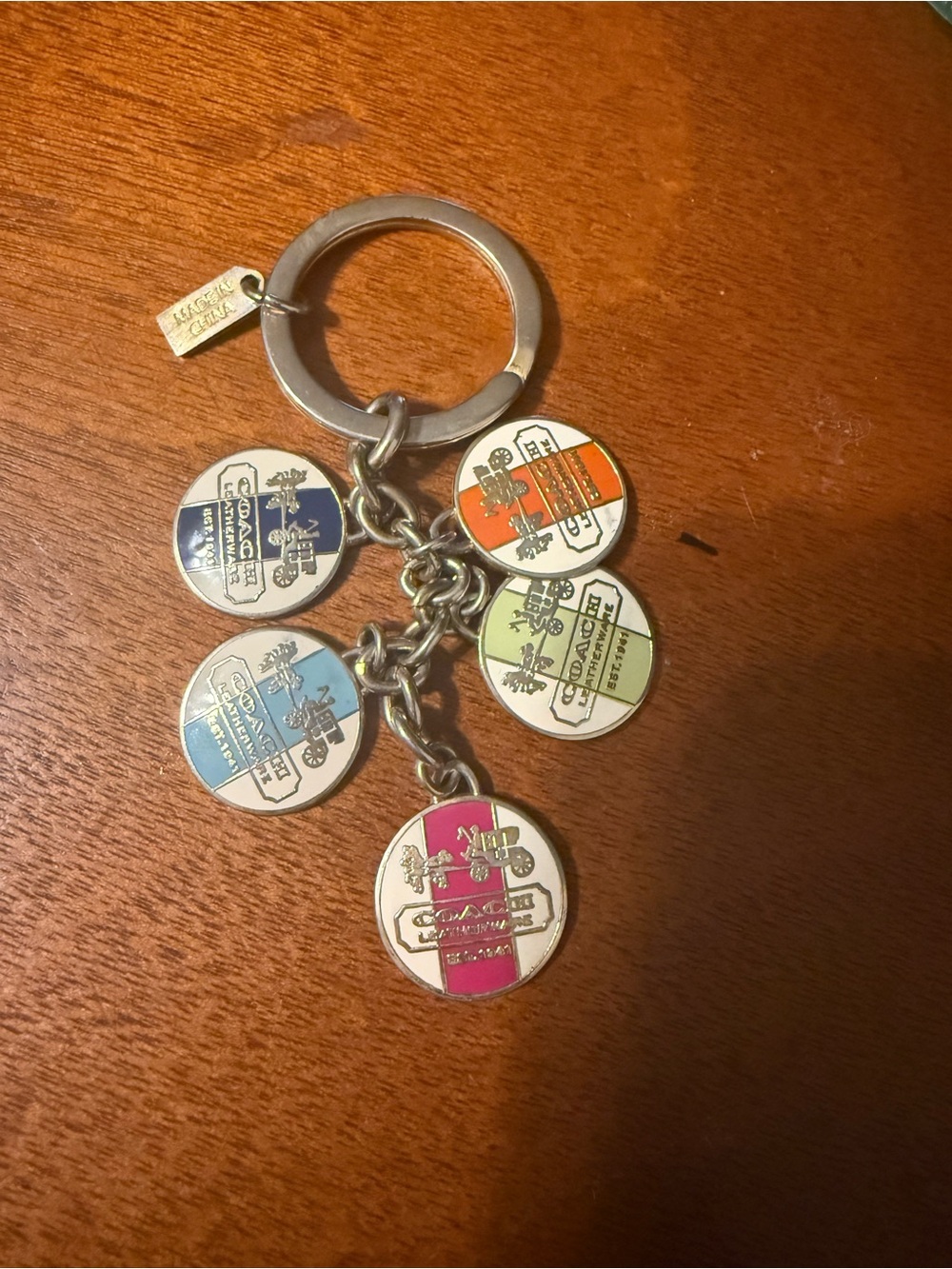 Coach Multicolor Enamel Coin Charm Key Ring Y2K rare